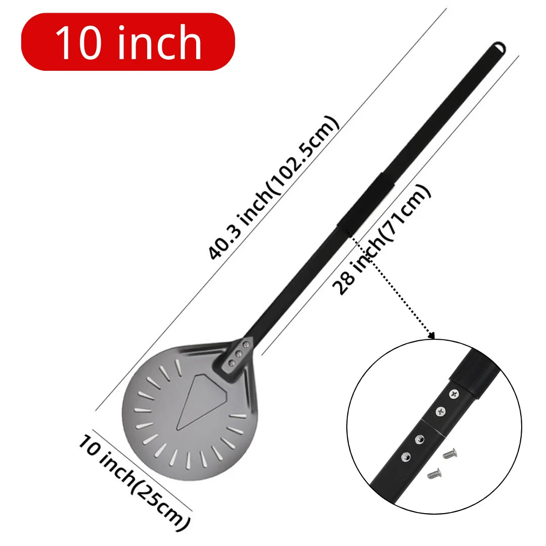 Cravinc 10-Inch Long Pizza Peel Adjustable Spatula Baking Tool Kitchen Utensil Nonstick Turner