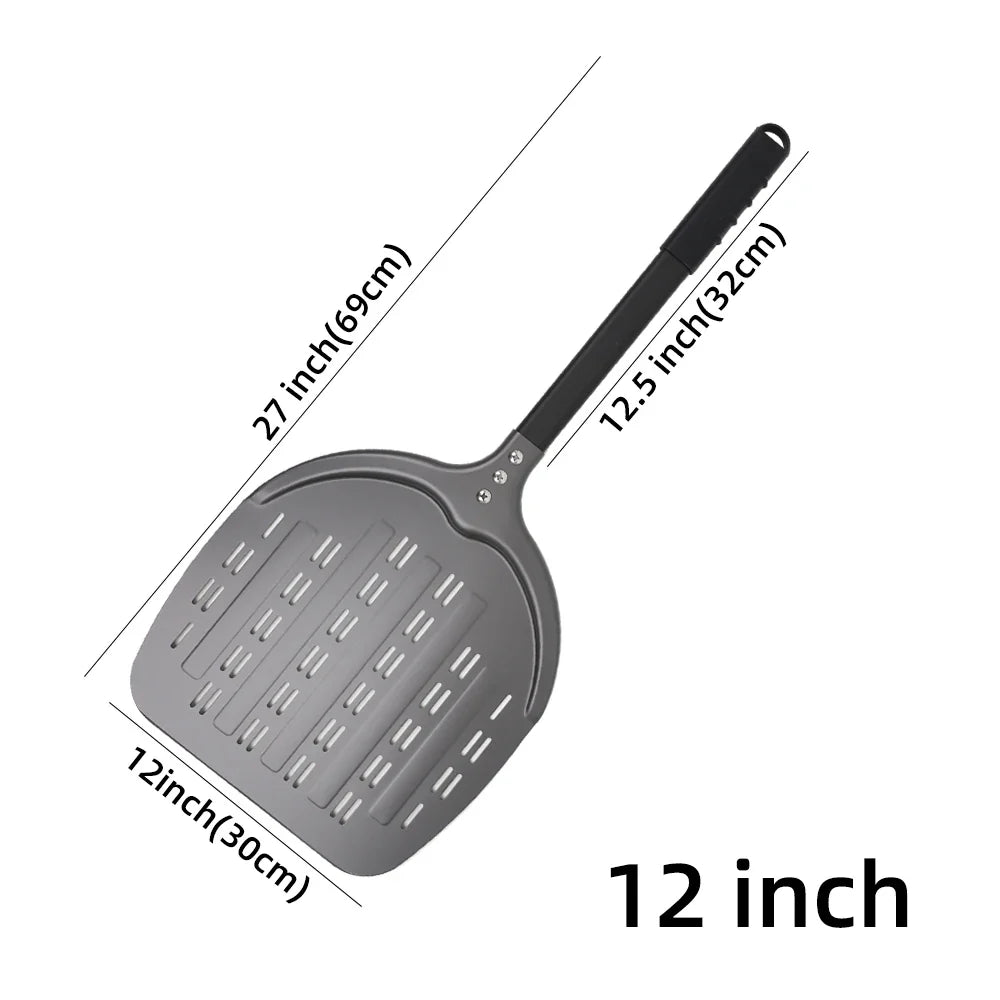 Cravinc 12" Aluminum Pizza Peel Perforated Paddle Nonstick Baking Tool