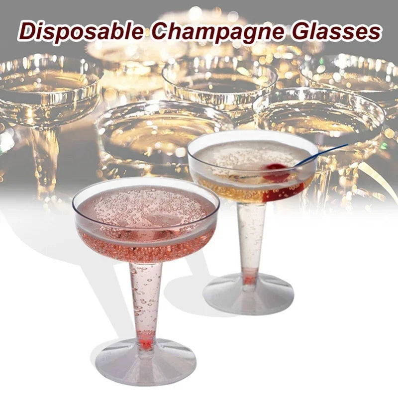 Cravinc 140ml Plastic Champagne Flutes - Set of 25 Clear Disposable Glasses