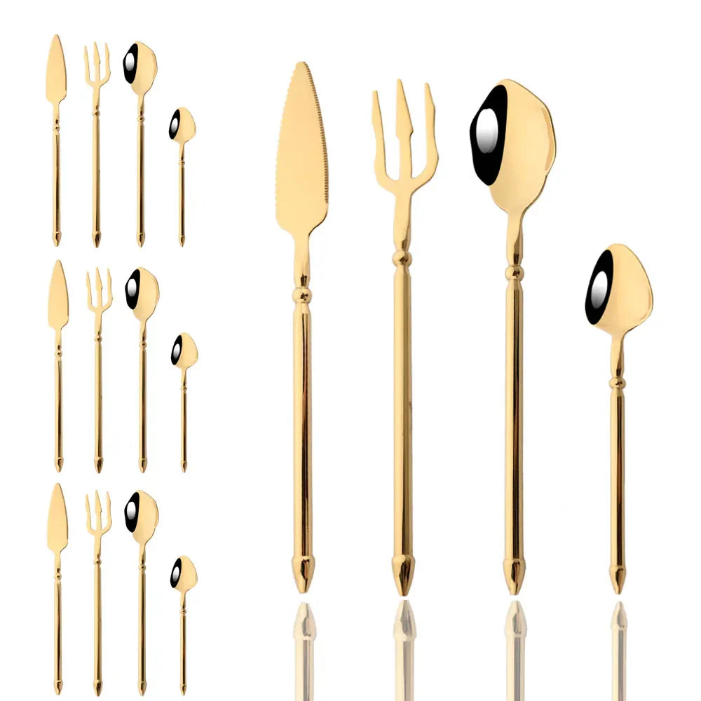 Cravinc 16-Piece Mirror Gold Cutlery Set: Western Stainless Steel Luxury Flatware Tableware