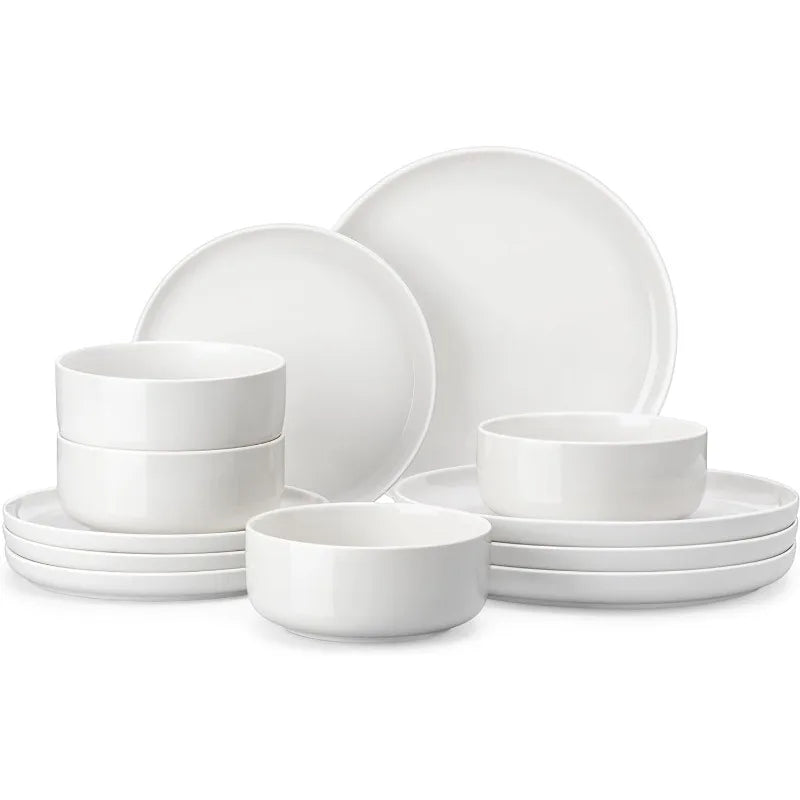 Cravinc 12-Piece Porcelain Dinnerware Set, Chip Resistant Ceramic Dining Dishware