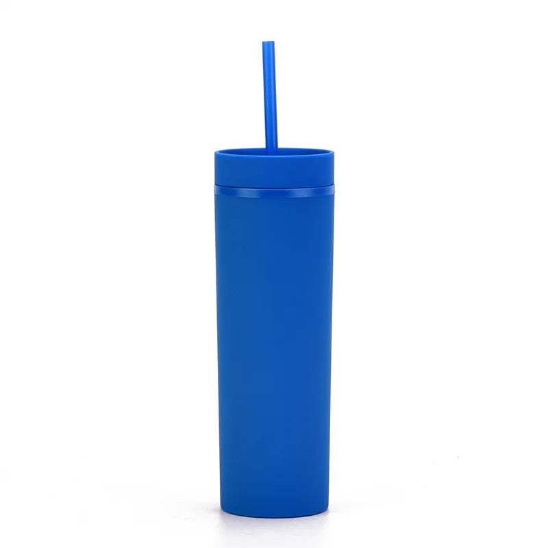 Cravinc 16oz Matte Acrylic Skinny Tumbler with Lid and Straw