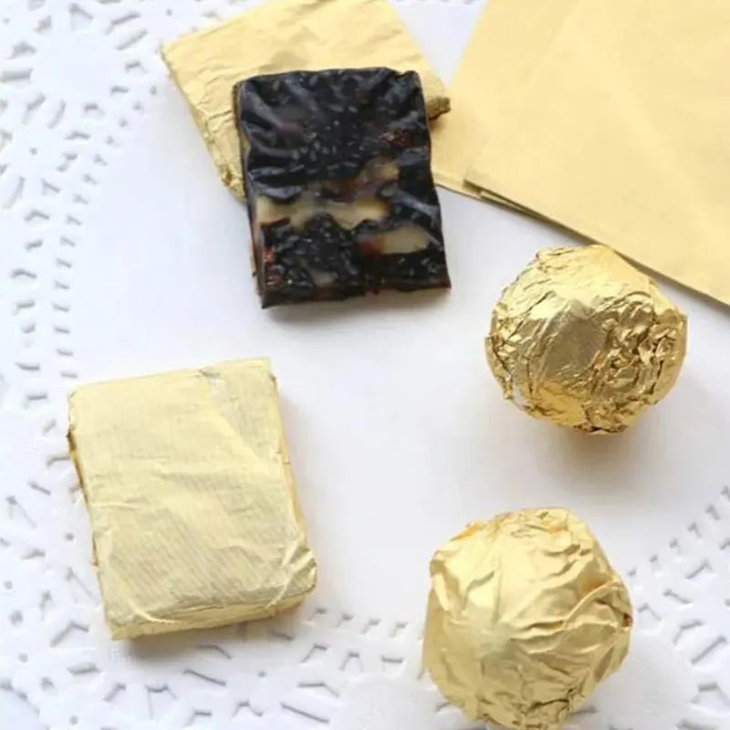 Cravinc 10cm Golden Aluminum Foil Candy Wrappers for DIY Gift Packaging