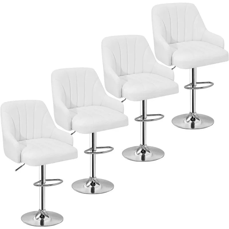 Adjustable Swivel Barstools Set of 4 with Back and Arm by Cravinc