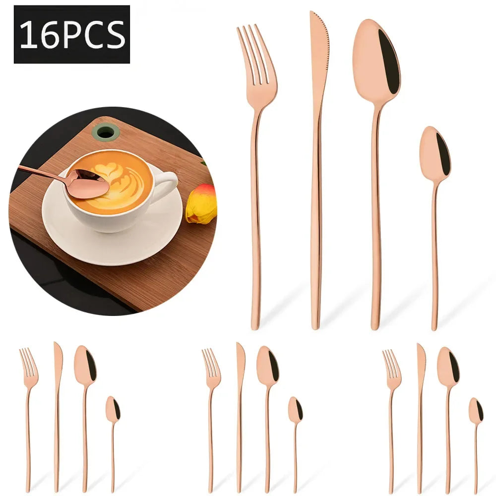 Cravinc 16-Piece Stainless Steel Cutlery Set for Elegant Dining Experience