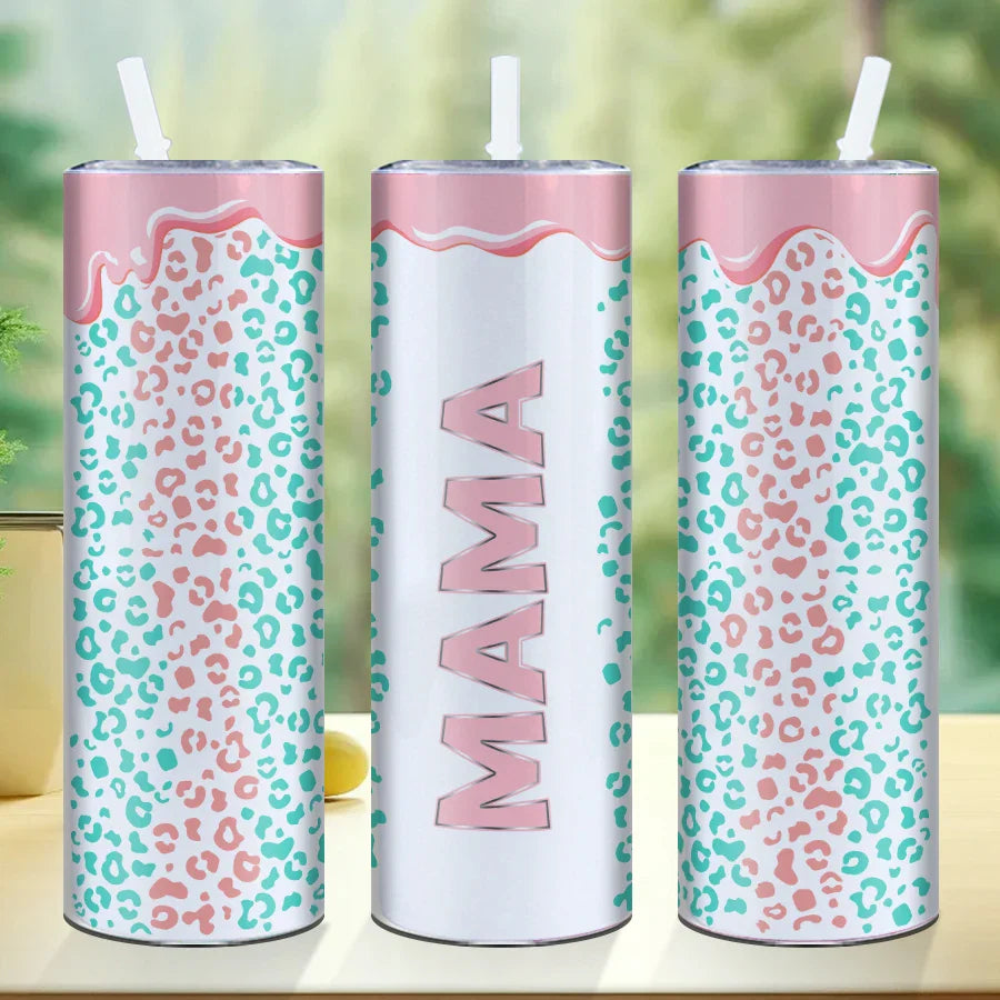 Blue & Pink MAMA Letter Sublimation Tumbler by Cravinc