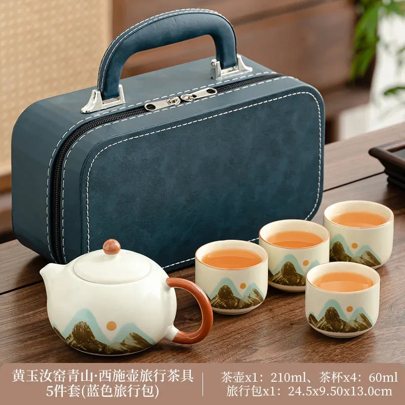 Ceramic Travel Tea Set by Cravinc: Portable Kung Fu Tea Set with Kuaike Cup