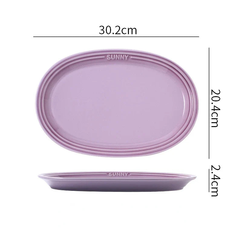 Cravinc 12in Oval Ceramic Serving Platter - Ideal for Dessert, Appetizer, Meat, and Entertaining