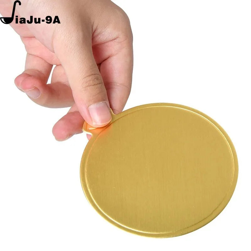 Cravinc 100 Pcs Golden Cake Base 8/9cm Disposable Dessert Board Baking Accessories