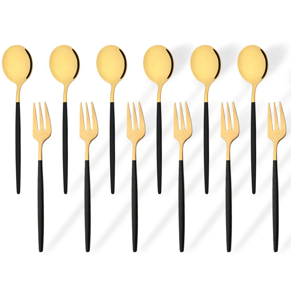 Cravinc 12-Piece Gold Mirror Cutlery Set for Dinnerware and Kitchen