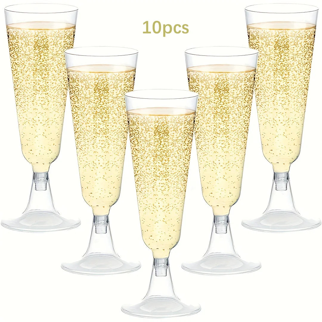 Cravinc 135ml Red Wine Plastic Glasses Set | 4.5Oz Disposable Champagne Goblets