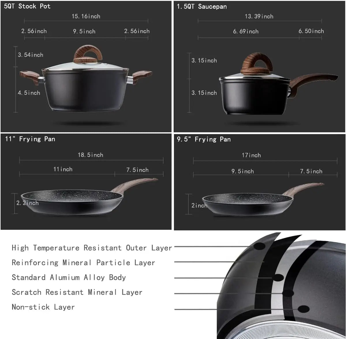 Cravinc™ Ceramic Non-Stick Pots and Pans Set