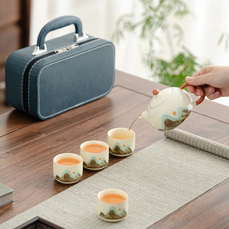 Ceramic Travel Tea Set by Cravinc: Portable Kung Fu Tea Set with Kuaike Cup