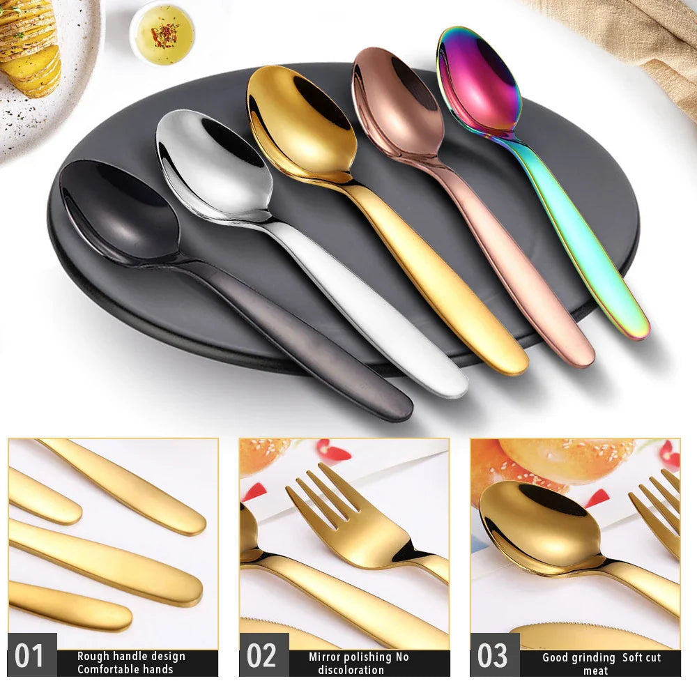 Cravinc 16 Piece Gold Stainless Steel Kids Cutlery Set