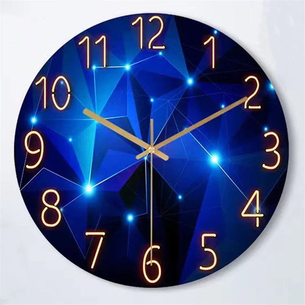 Cravinc 12-inch Geometric Wall Clock in Dark Blue Tempered Glass