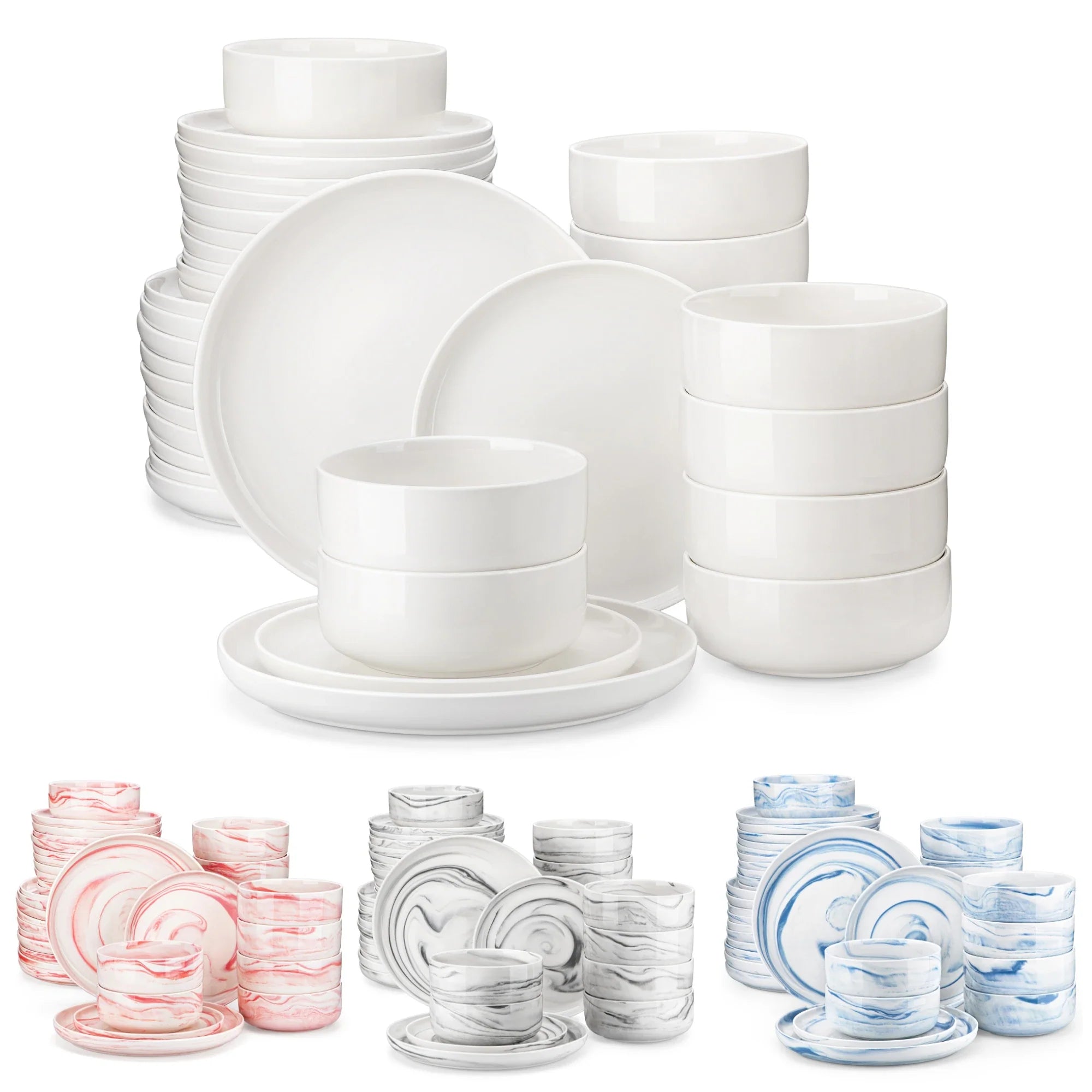 Cravinc 18/36-Piece Ceramic Plate Porcelain Dinnerware Set for 6/12