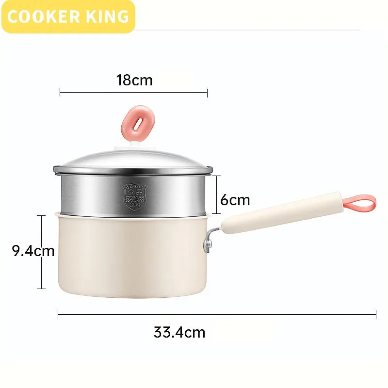 Cravinc 16/18CM Medical Stone Saucepan with Baby Food Steamer and Non-Stick Noodle Pot