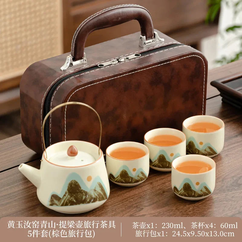 Ceramic Travel Tea Set by Cravinc: Portable Kung Fu Tea Set with Kuaike Cup