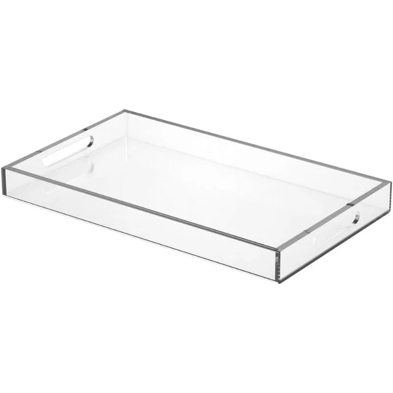 Cravinc 12x20 Inch Acrylic Serving Tray - Spill Proof Decorative Organizer Tray