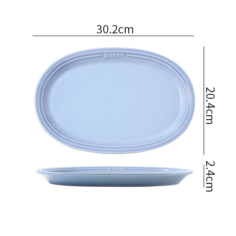 Cravinc 12in Oval Ceramic Serving Platter - Ideal for Dessert, Appetizer, Meat, and Entertaining