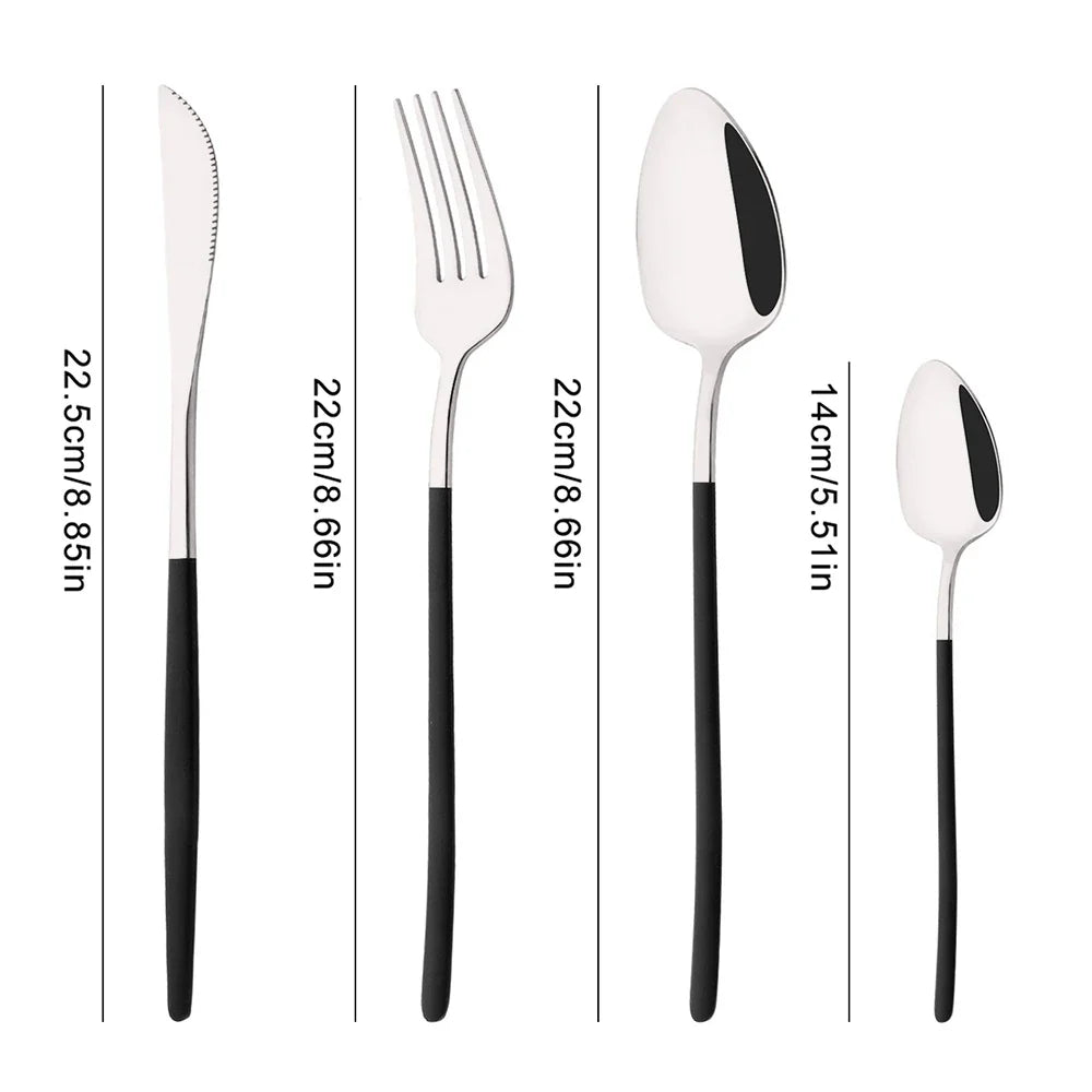 Cravinc 16-Piece Stainless Steel Black Silverware Set for Kitchen Dining