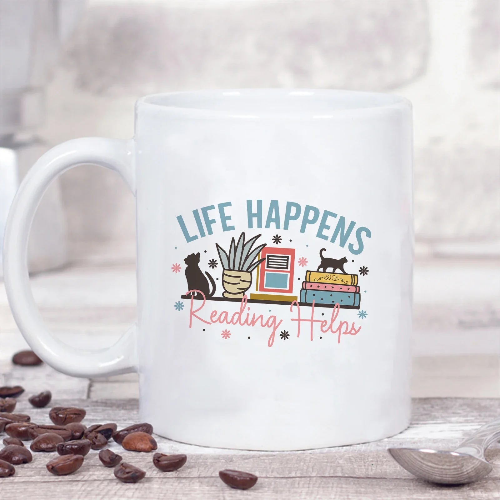 Cravinc 11oz Library Coffee Mug for Reading Lovers