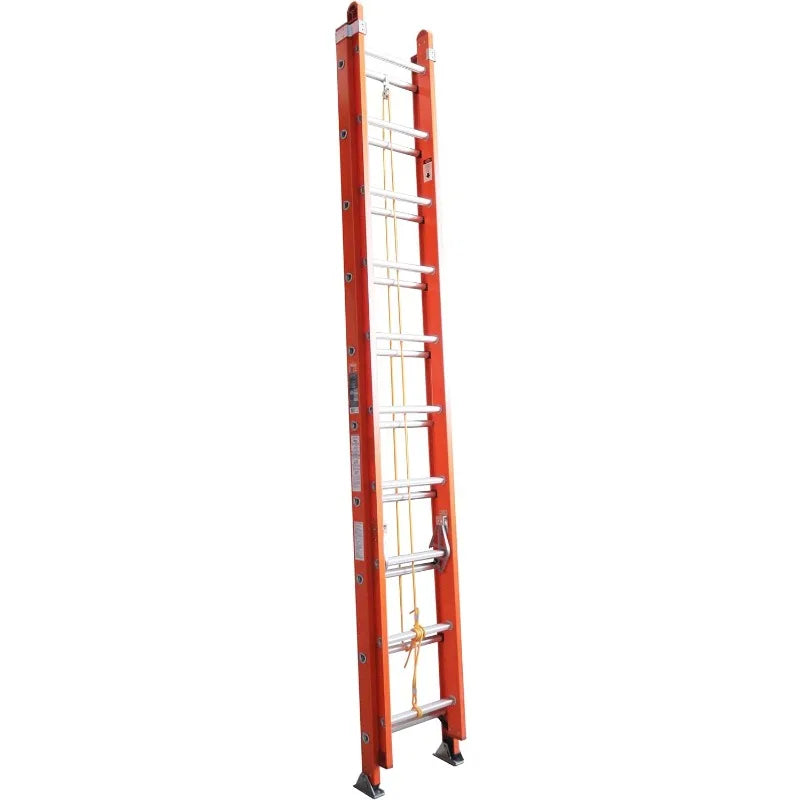 Cravinc 16-Foot Fiberglass Extension Ladder - Orange, Strong Load Capacity