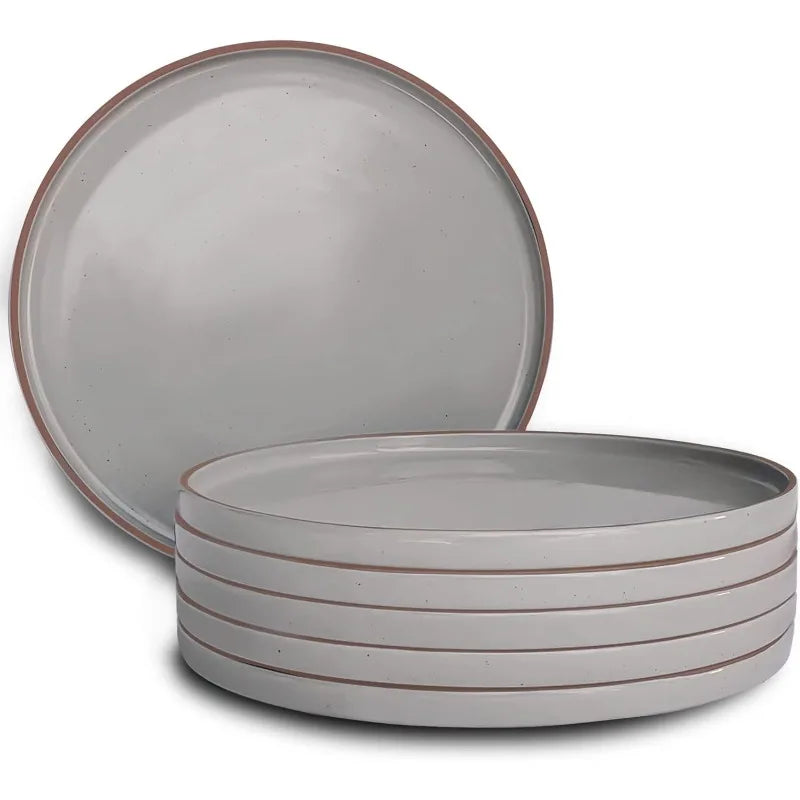 Cravinc 10.5" High Edge Dinner Plates Set of 6