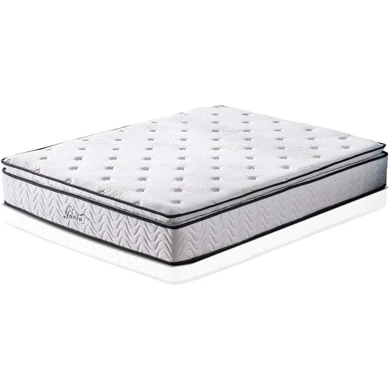 Cravinc 11.4" Memory Foam Innerspring Coil Hybrid Pillow Top Mattress