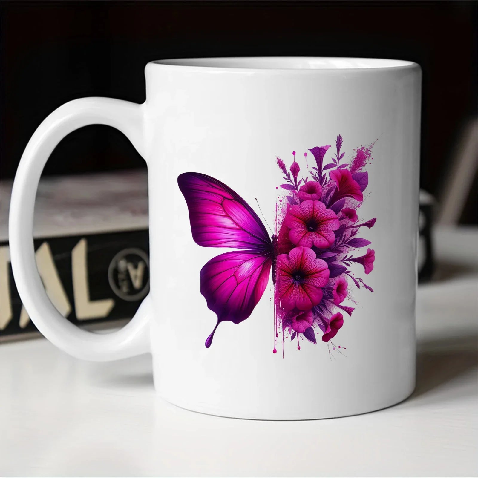 Cravinc 11oz Butterfly Pattern Ceramic Coffee Mug - Colorful Kitchen Drinkware