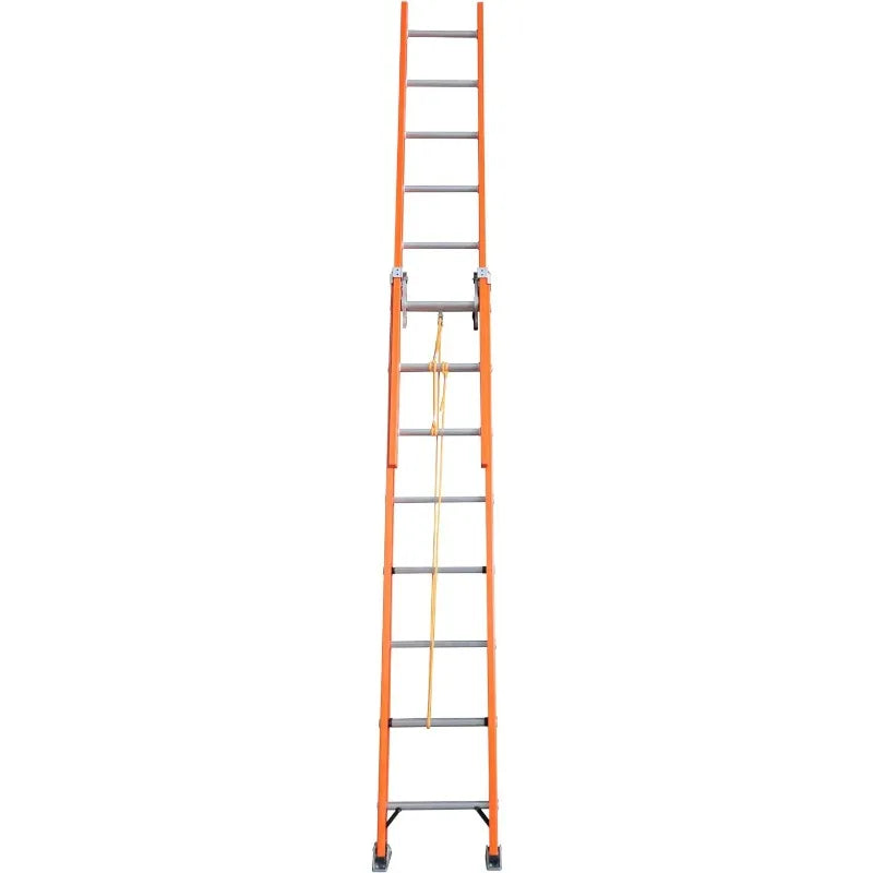 Cravinc 16-Foot Fiberglass Extension Ladder - Orange, Strong Load Capacity