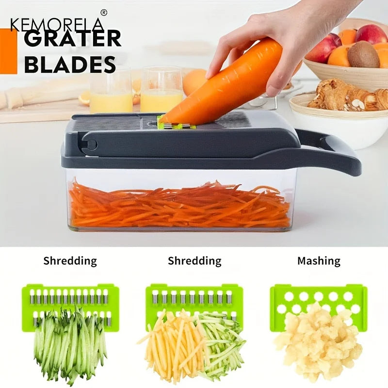 Cravinc 16-in-1 Vegetable Slicer Cutter Shredder with Basket – Multifunctional Kitchen Gadget