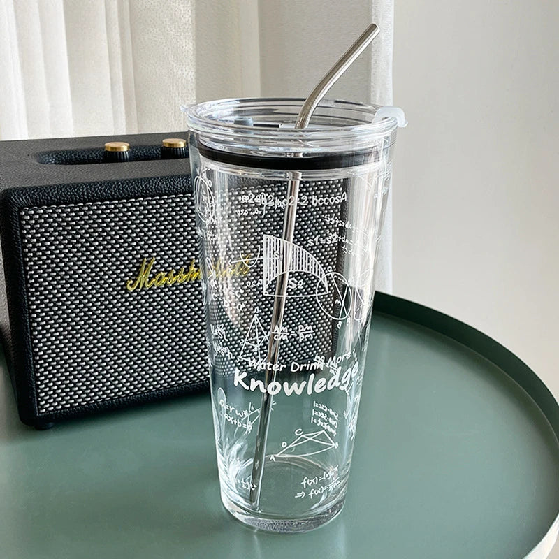 Cravinc 100ml Glass Tumbler with Straw: Stylish Water Cup for Kids and Travel