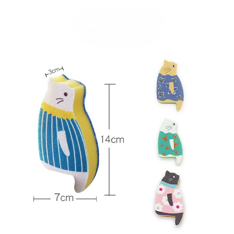 Cat Kitchen Dishwashing Sponge by Cravinc: Cute Cartoon Cleaning Cloth & Kitchen Supply