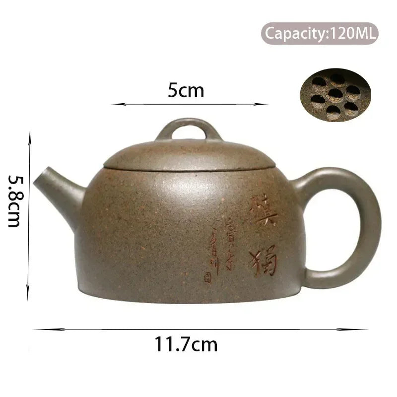 Cravinc 120ml Yixing Purple Clay Tea Pot by Famous Artists, Handmade Zisha Set