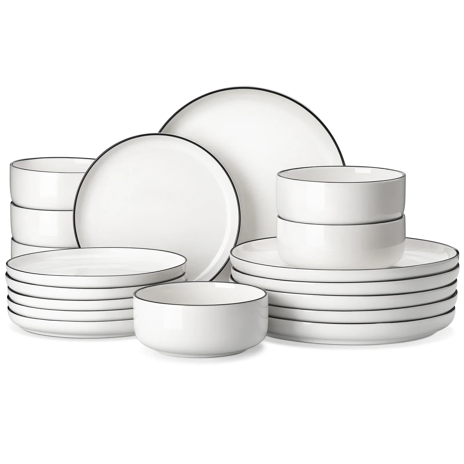 Cravinc 18/36-Piece Ceramic Plate Porcelain Dinnerware Set for 6/12