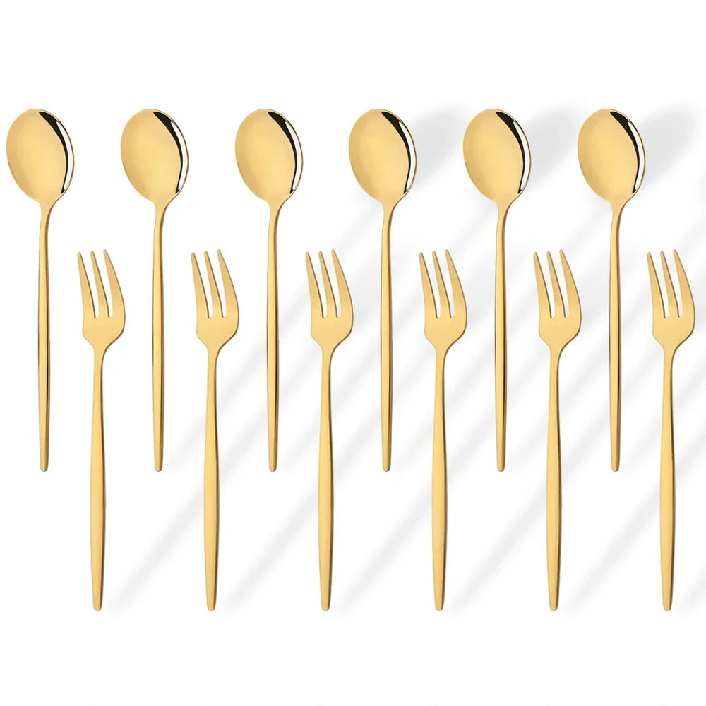 Cravinc 12-Piece Gold Mirror Cutlery Set for Dinnerware and Kitchen