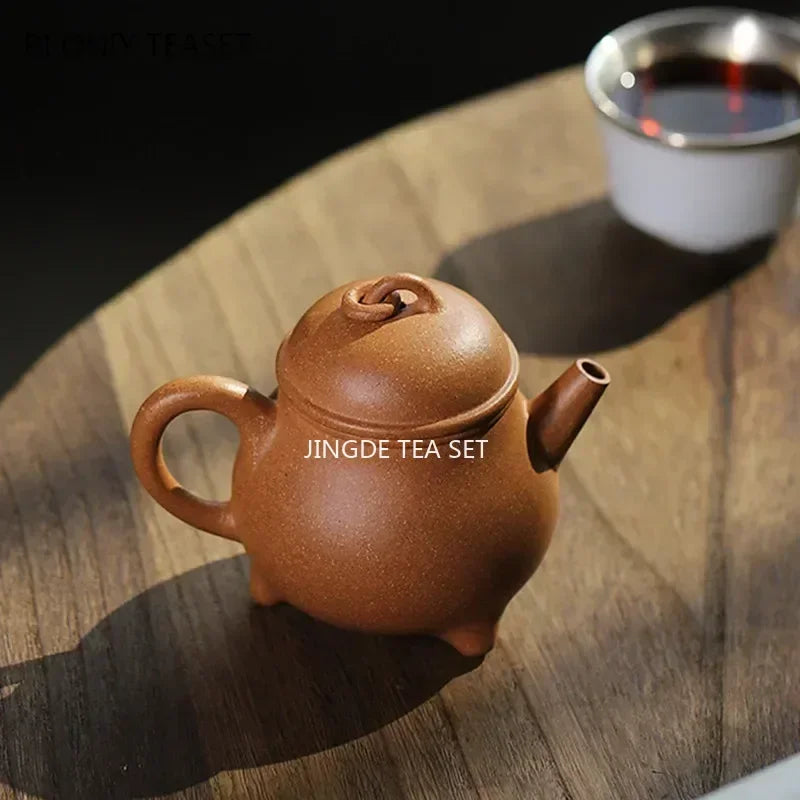 Cravinc 160ml Yixing Purple Clay Teapot, Handmade Three-legged Tripod Tea Pot