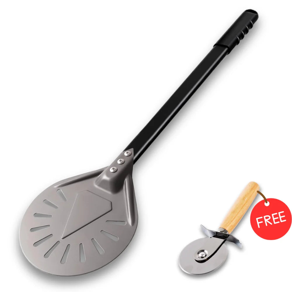 Cravinc 10" Pizza Paddle Peel Short Handle Perforated Nonstick Turning Utensil