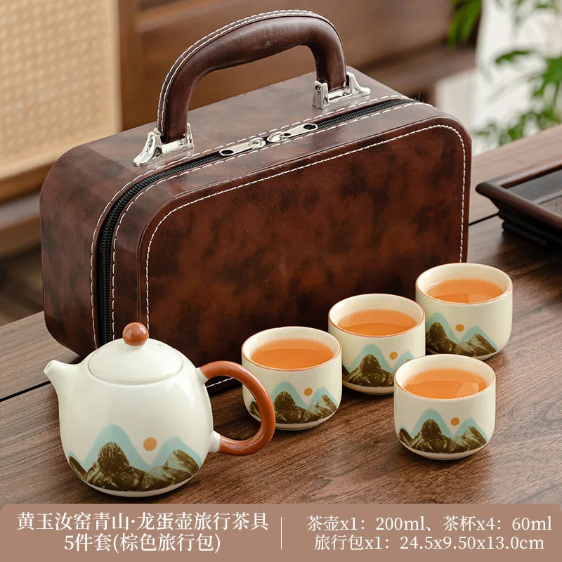 Ceramic Travel Tea Set by Cravinc: Portable Kung Fu Tea Set with Kuaike Cup