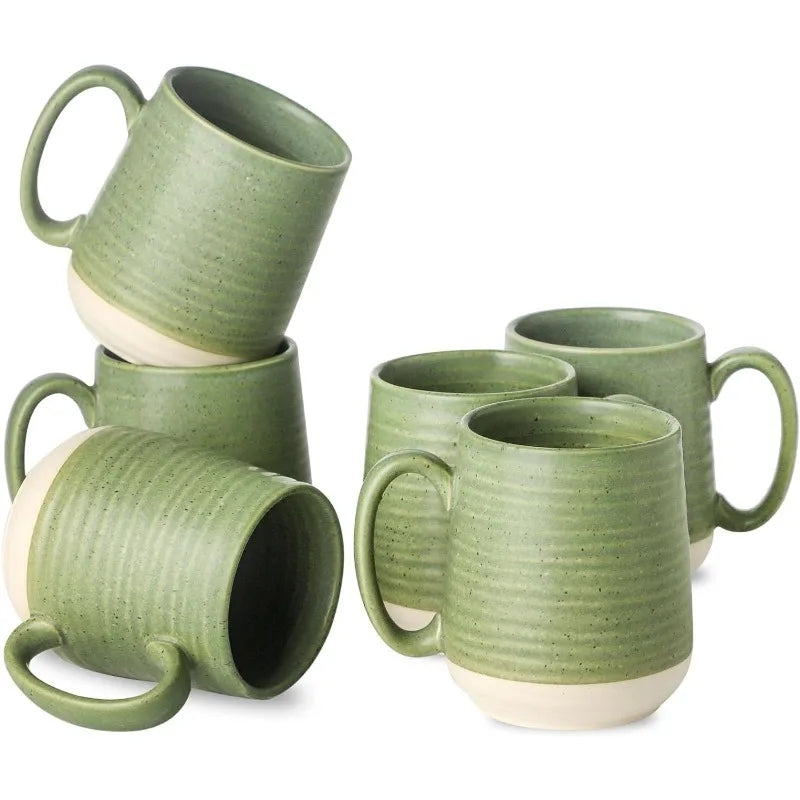 Cravinc 15 oz Ceramic Coffee Mugs Set of 4 - Porcelain Latte Cups with Handle