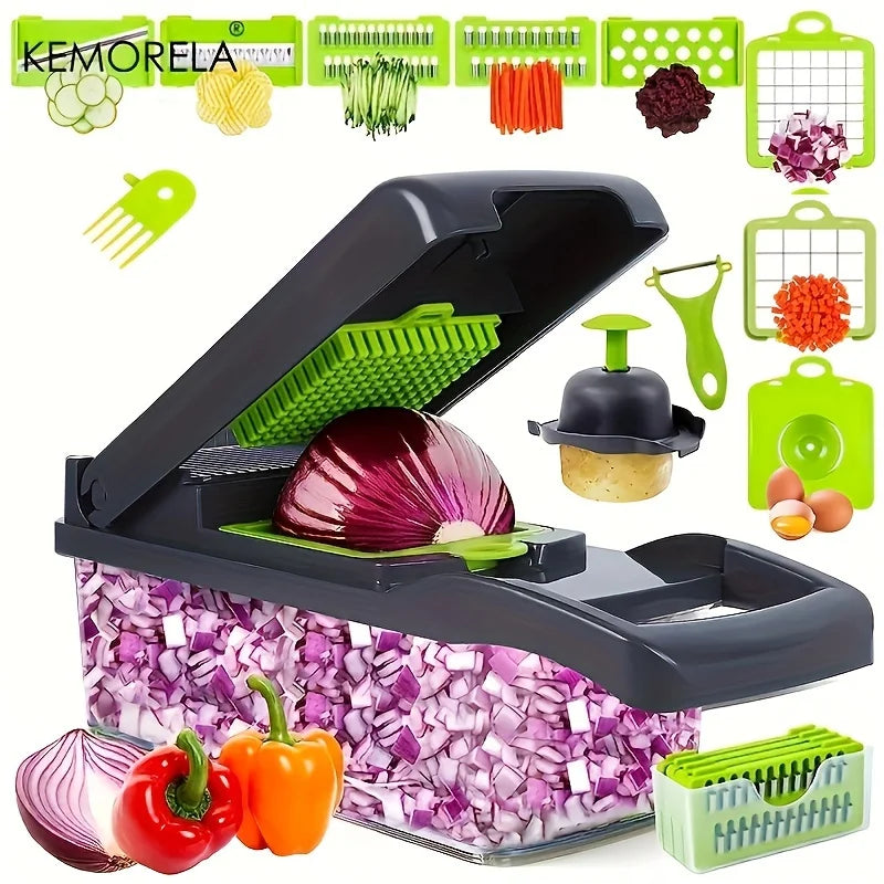 Cravinc 16-in-1 Vegetable Slicer Cutter Shredder with Basket – Multifunctional Kitchen Gadget