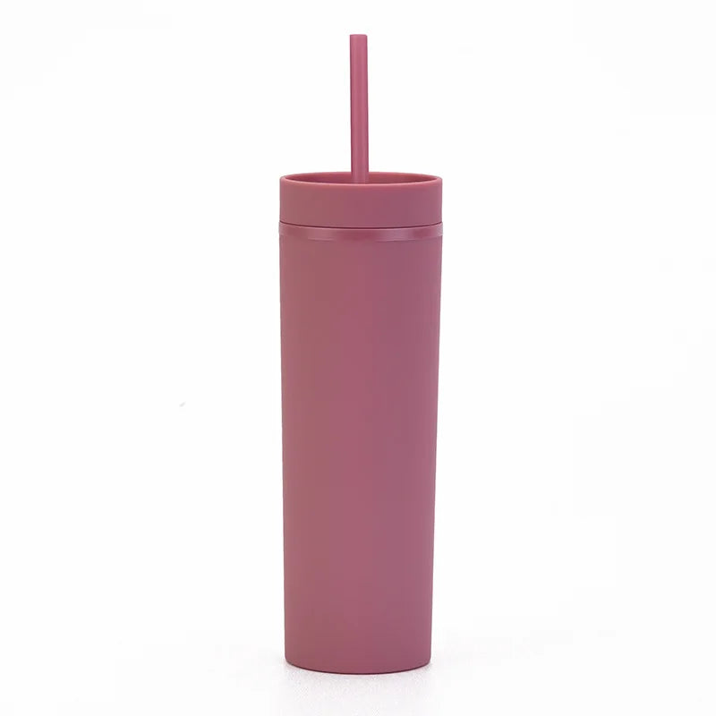 Cravinc 16oz Matte Acrylic Skinny Tumbler with Lid and Straw