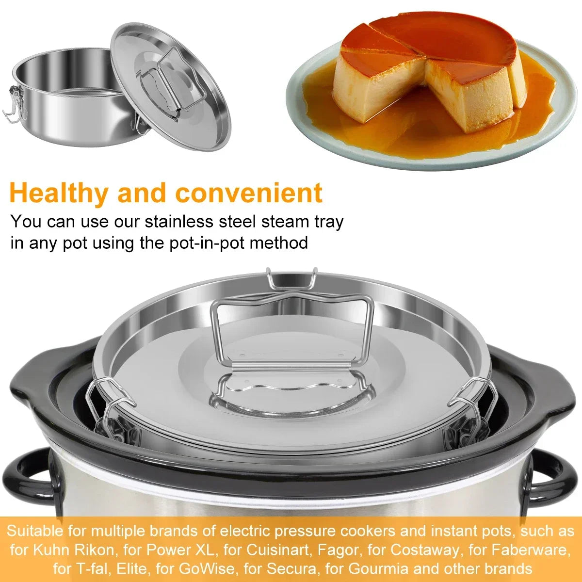 Cravinc 1.5QT Stainless Steel Round Cake Flan Pan Mold Set