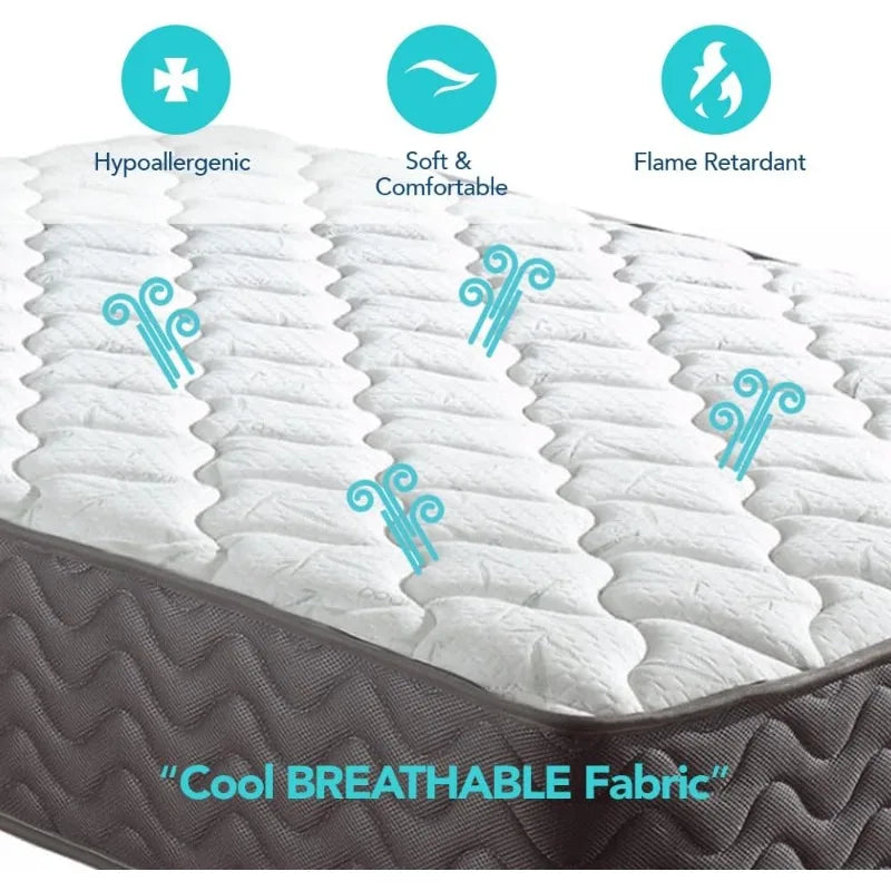 Cravinc 10" Queen Pocketed Coil Contour Mattress