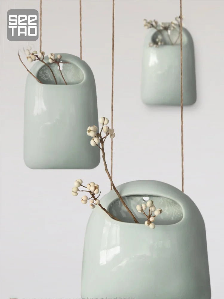 Ceramic Wall Hanging Vase for Japanese Flower Arrangement by Cravinc