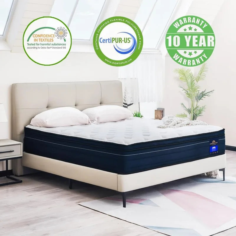 Cravinc 14 Inch Gel Memory Foam Hybrid Queen Mattress with Individually Pocketed Innerspring