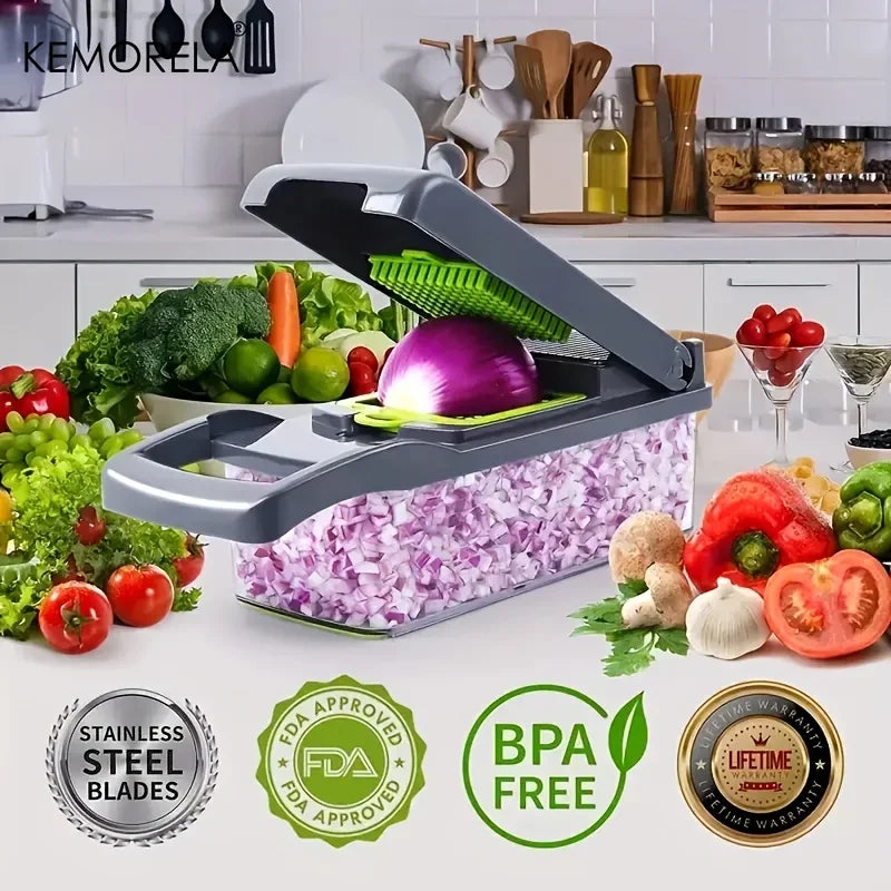 Cravinc 14-in-1 Vegetable Chopper and Slicer - Kitchen Must-Have for Easy Food Prep