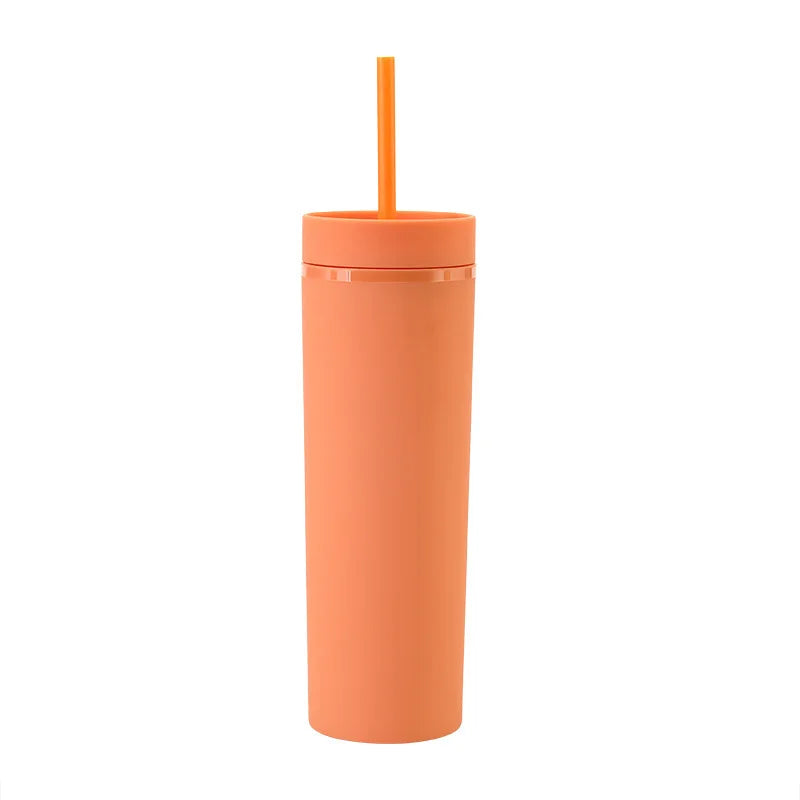 Cravinc 16oz Matte Acrylic Skinny Tumbler with Lid and Straw