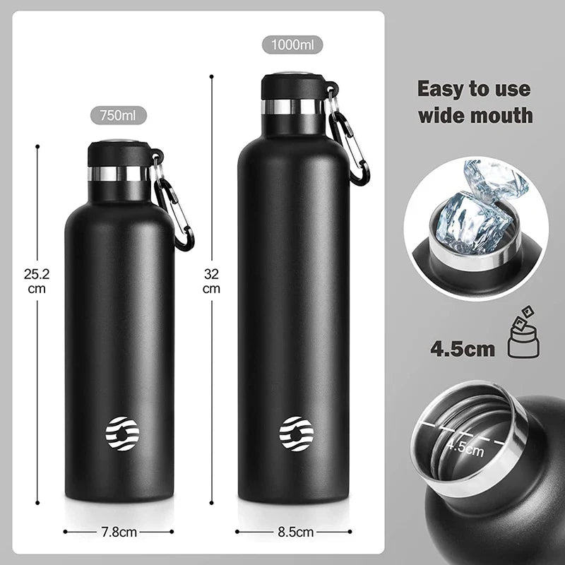 Cravinc 1000ml Stainless Steel Vacuum Thermos Sports Water Bottle